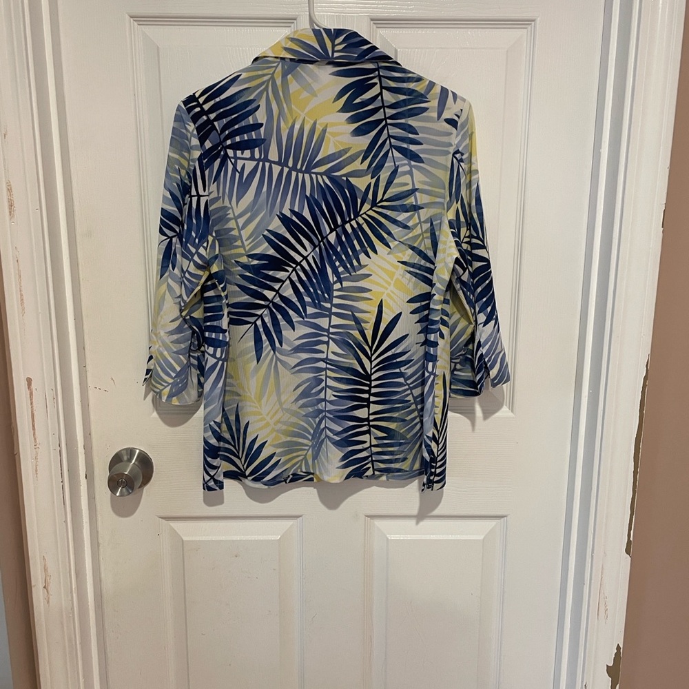 Vintage 90s ALIA Women’s Polyester Short Sleeve Blouse Textured Crinkle Size 12P - Picture 11 of 16